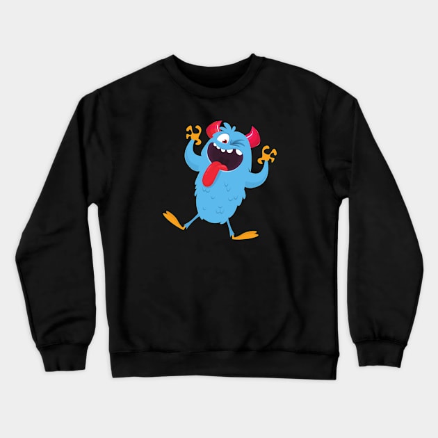 funny cartoon monster Crewneck Sweatshirt by AbstractWorld